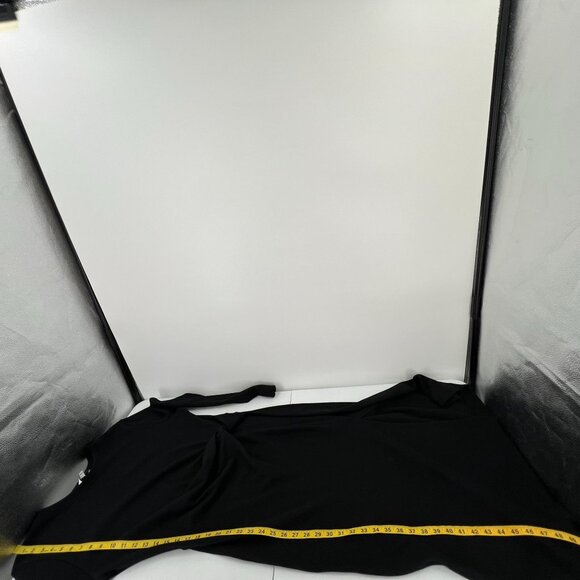 Tanya Taylor Blakely Dress 2X Black Knit Midi Maxi Long Sleeve Side Knot Ruched - Picture 6 of 9